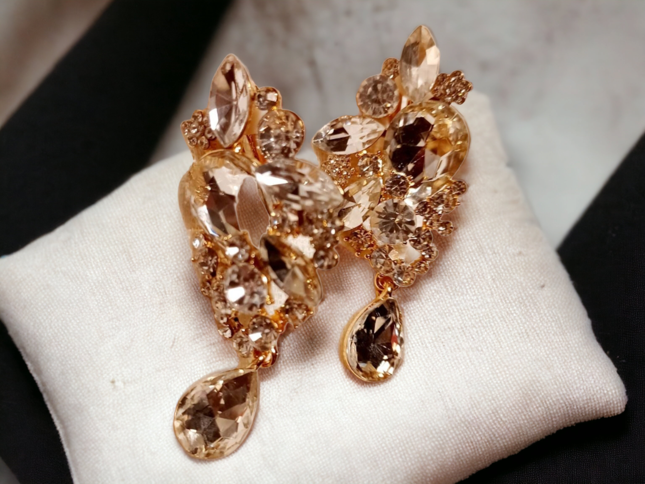 Chunky Rhinestone runway clip on earrings