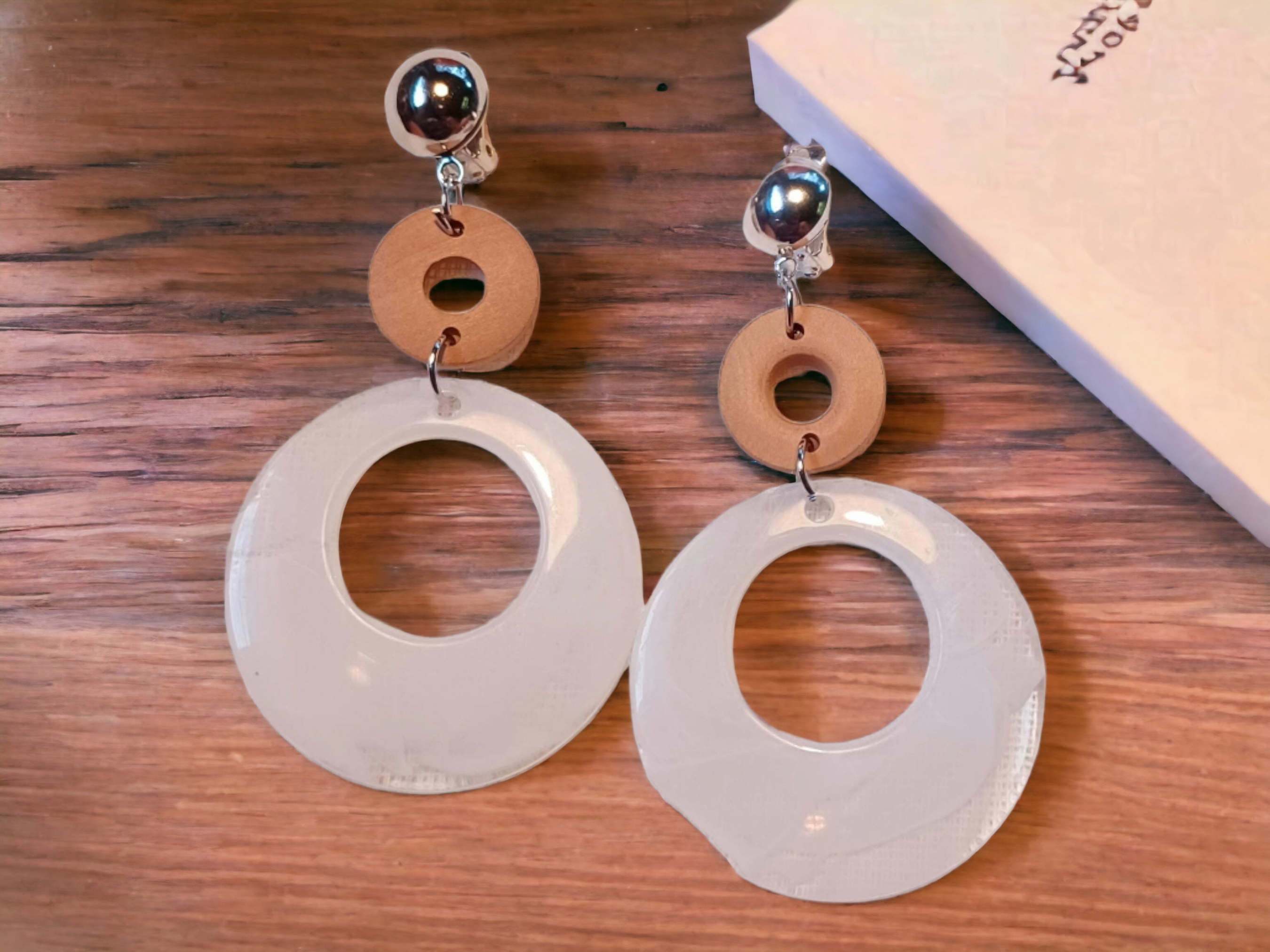 Chunky acrylic clip on hoop earrings