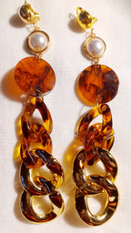 Chunky handmade acrylic chain clip on earrings