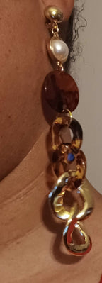 Chunky handmade acrylic chain clip on earrings