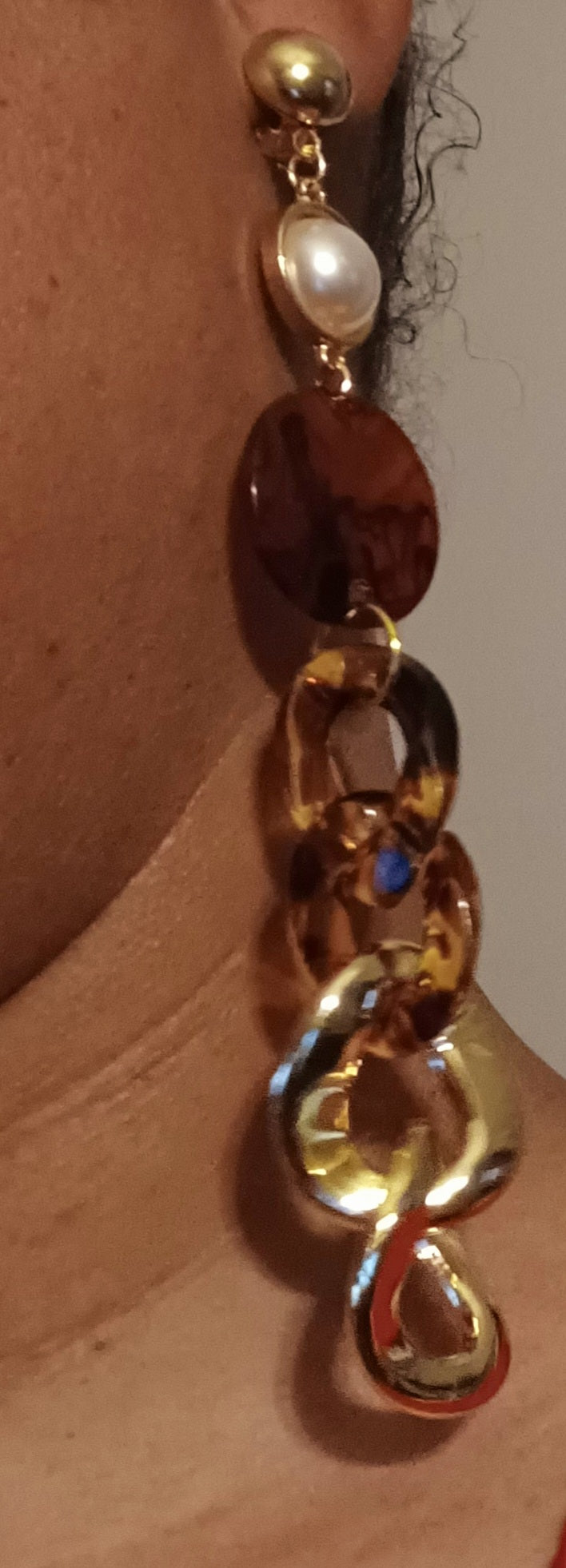 Chunky handmade acrylic chain clip on earrings