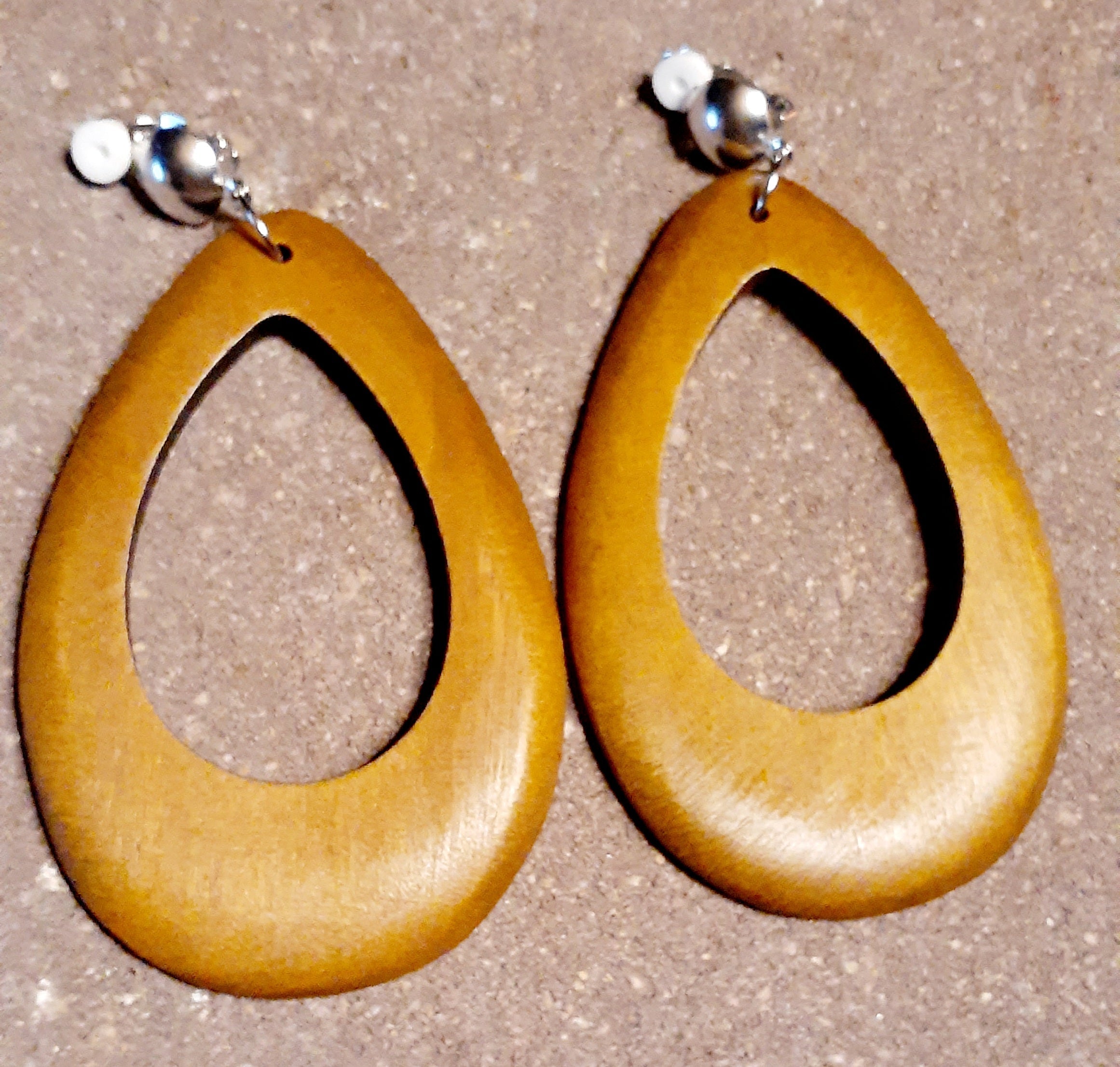 Classic Wooden Clip On Hoop Earrings