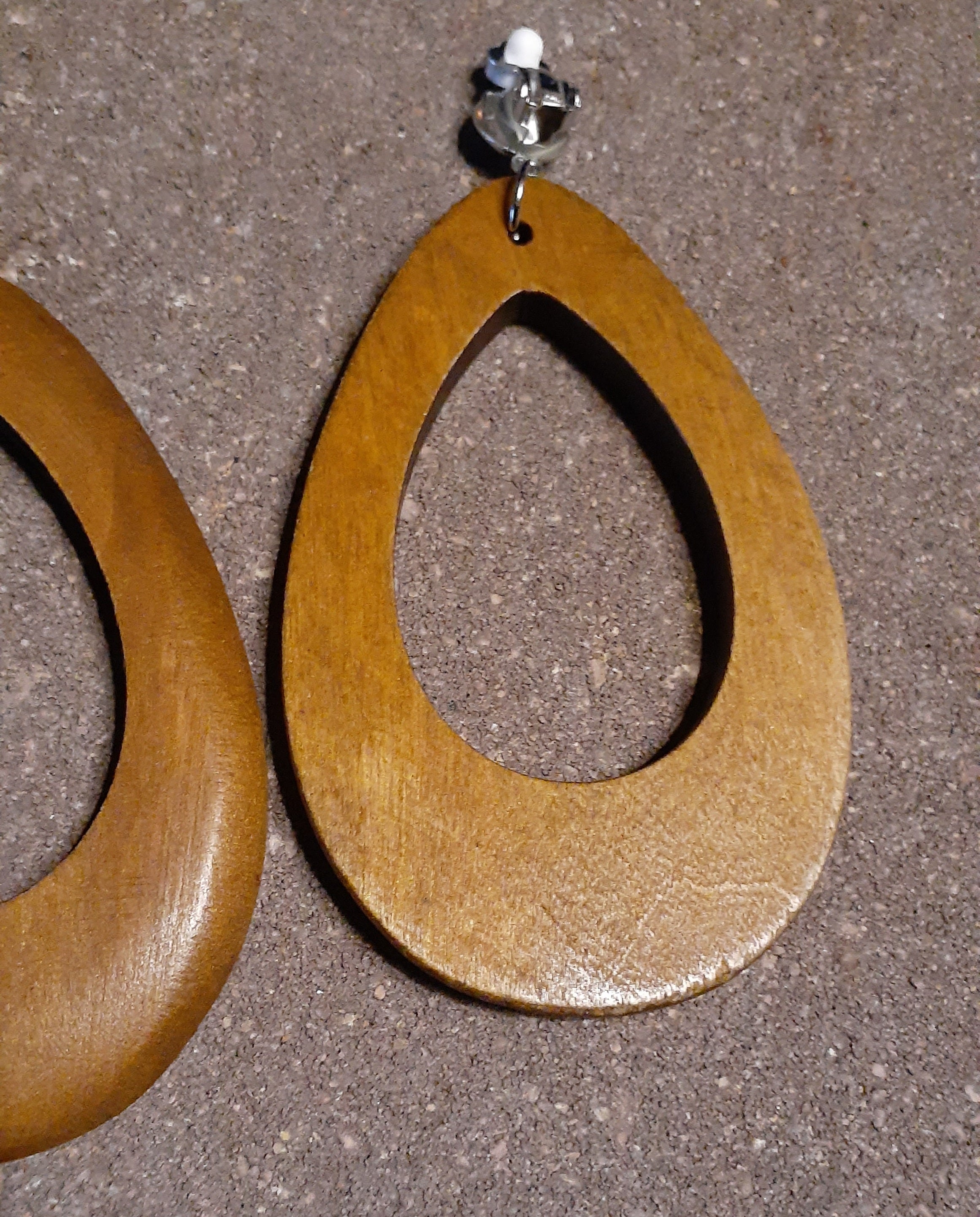 Classic Wooden Clip On Hoop Earrings