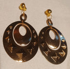Clip On  Abstract Disc Dangle Earrings