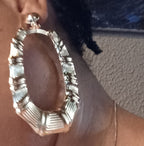 Clip on Bamboo Hoop Earrings gold