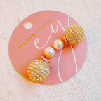 Disco Ball With Pearl Back Earrings