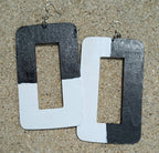 Extra Large Abstract handpainted Wooden Earrings