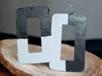 Extra Large Abstract handpainted Wooden Earrings