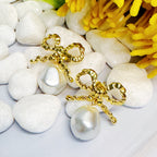 Dangle Pearl Antique Bow Earrings