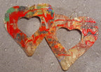 Giant Abstract Handpainted Heart Earrings