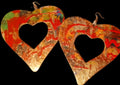 Giant Abstract Handpainted Heart Earrings