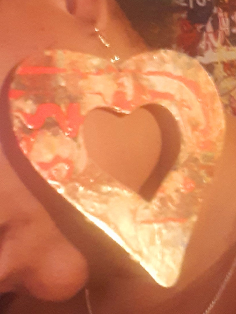 Giant Abstract Handpainted Heart Earrings