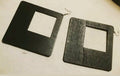 Giant Wooden Square Earrings