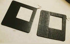 Giant Wooden Square Earrings