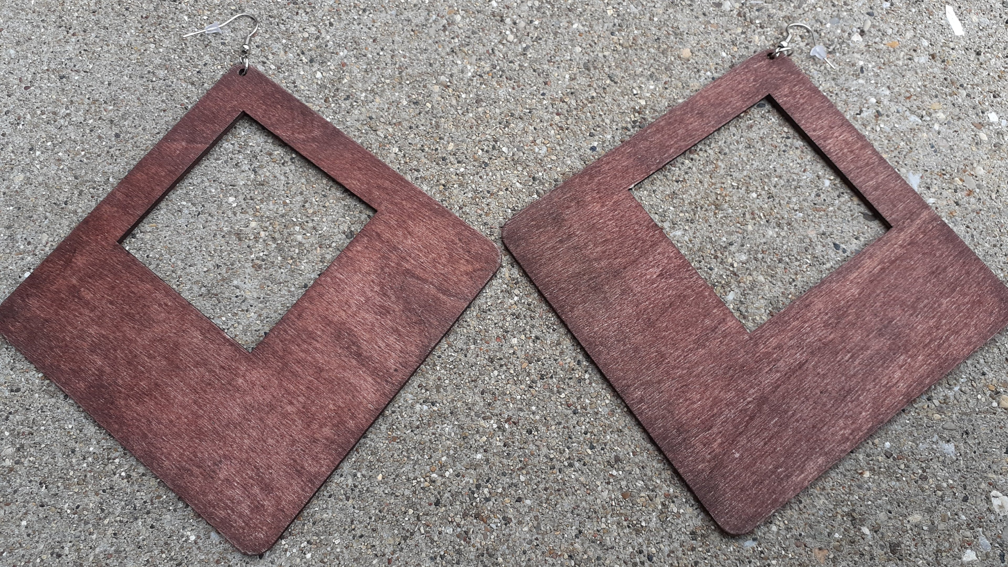 Giant Wooden Square Earrings