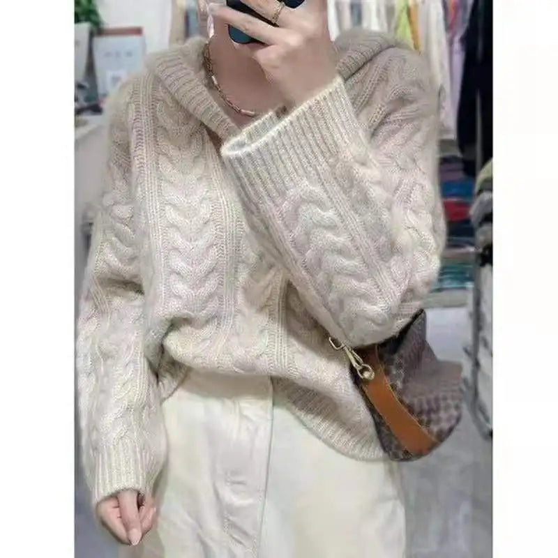 Hooded Pullover Pure Cashmere Sweater
