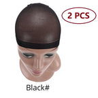 Nunify 6 Colors Beige Brown Black Nylon Wig Caps For Women 2Pcs Stocking Wig Caps Stretchy Nylon Close End Wig Cap