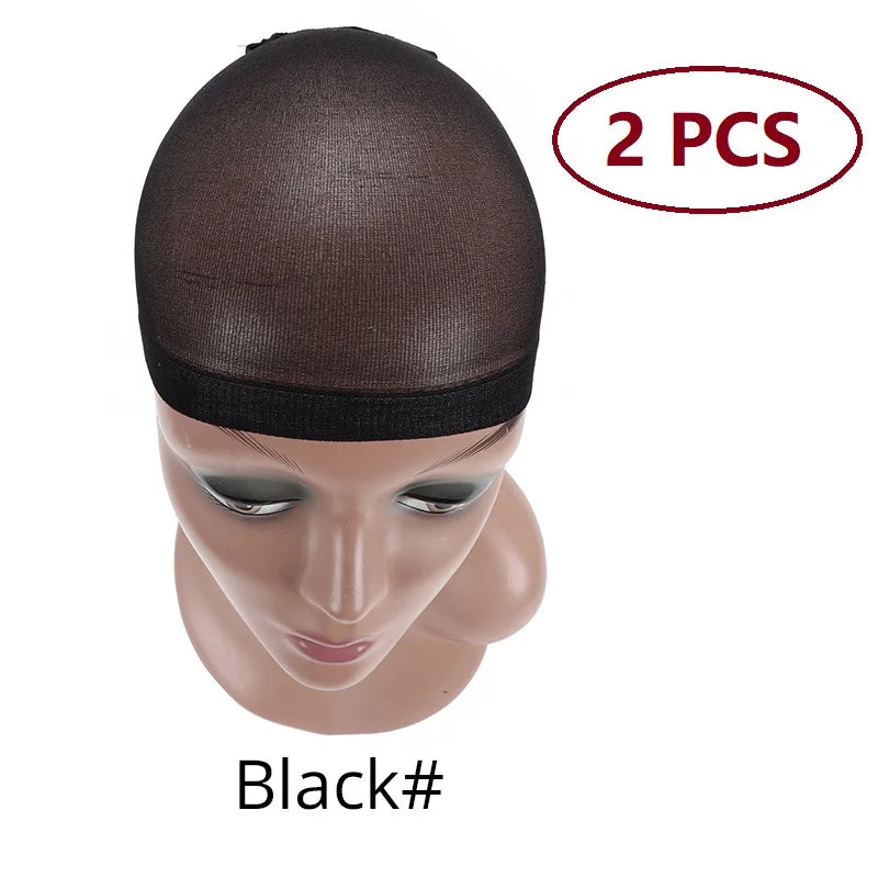 Nunify 6 Colors Beige Brown Black Nylon Wig Caps For Women 2Pcs Stocking Wig Caps Stretchy Nylon Close End Wig Cap