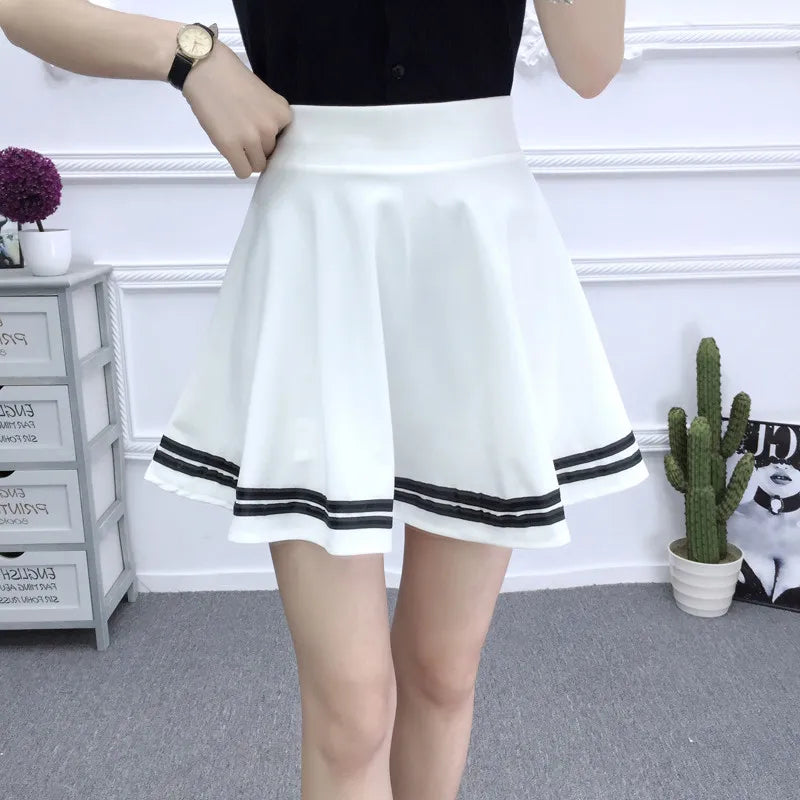 ALSOTO Striped Skater Skirt