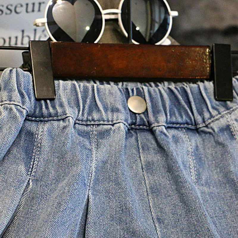 Denim Pleated Skirt