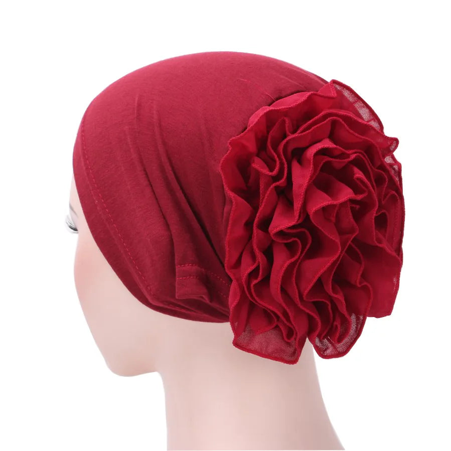 2026 New Fashion Solid Color Muslim Turban Hijab Caps Cotton Chiffon Flowers Arab Wrap Inner Hijabs Bonnet Islamic Headdress