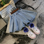 Denim Pleated Skirt