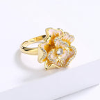 Classic 18k Golden Flower Enamel Ring