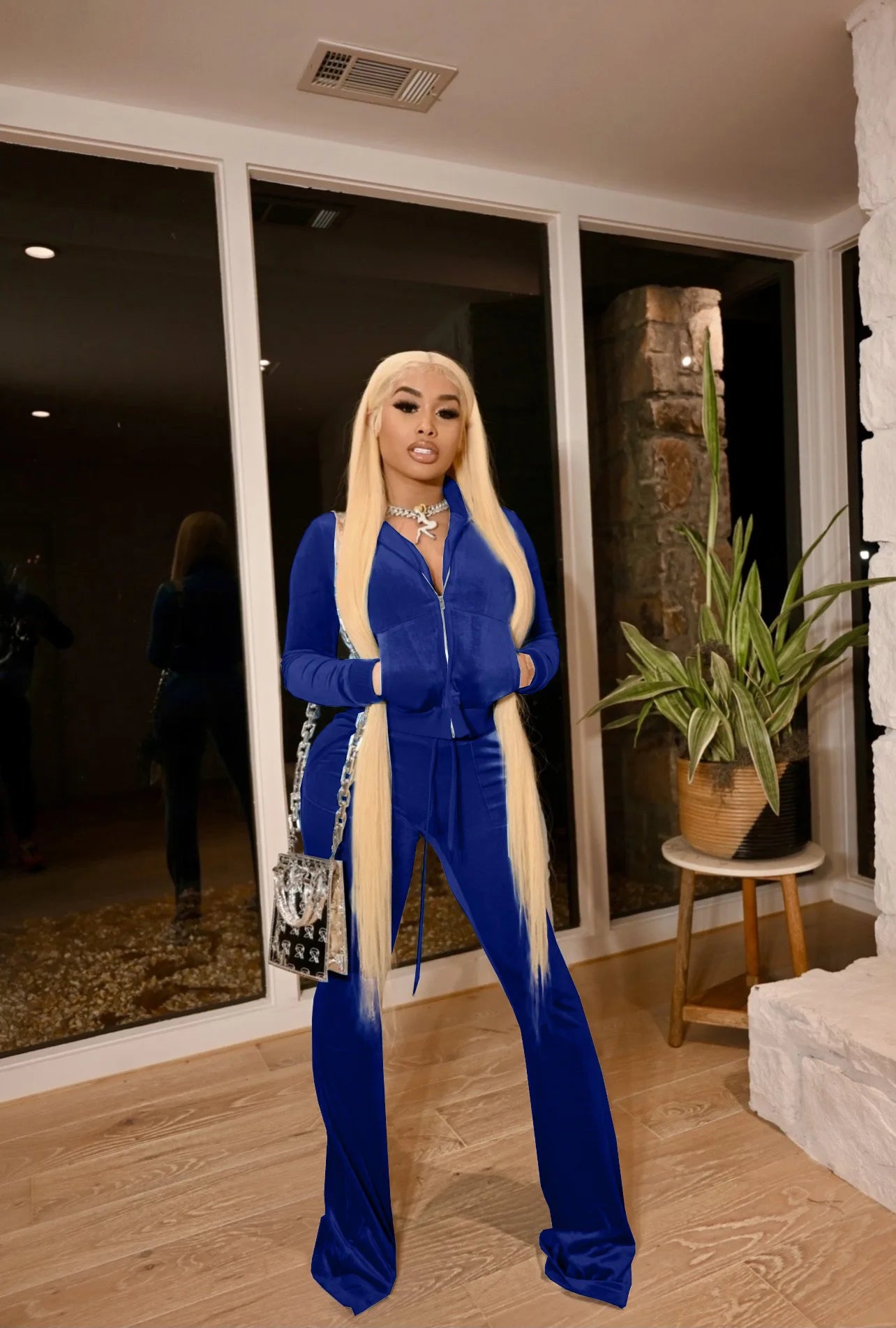 Solid Velour Two Piece Set