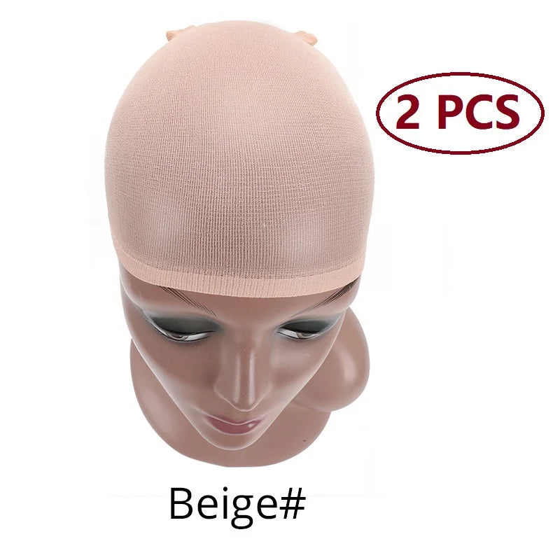 Nunify 6 Colors Beige Brown Black Nylon Wig Caps For Women 2Pcs Stocking Wig Caps Stretchy Nylon Close End Wig Cap