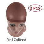 Nunify 6 Colors Beige Brown Black Nylon Wig Caps For Women 2Pcs Stocking Wig Caps Stretchy Nylon Close End Wig Cap