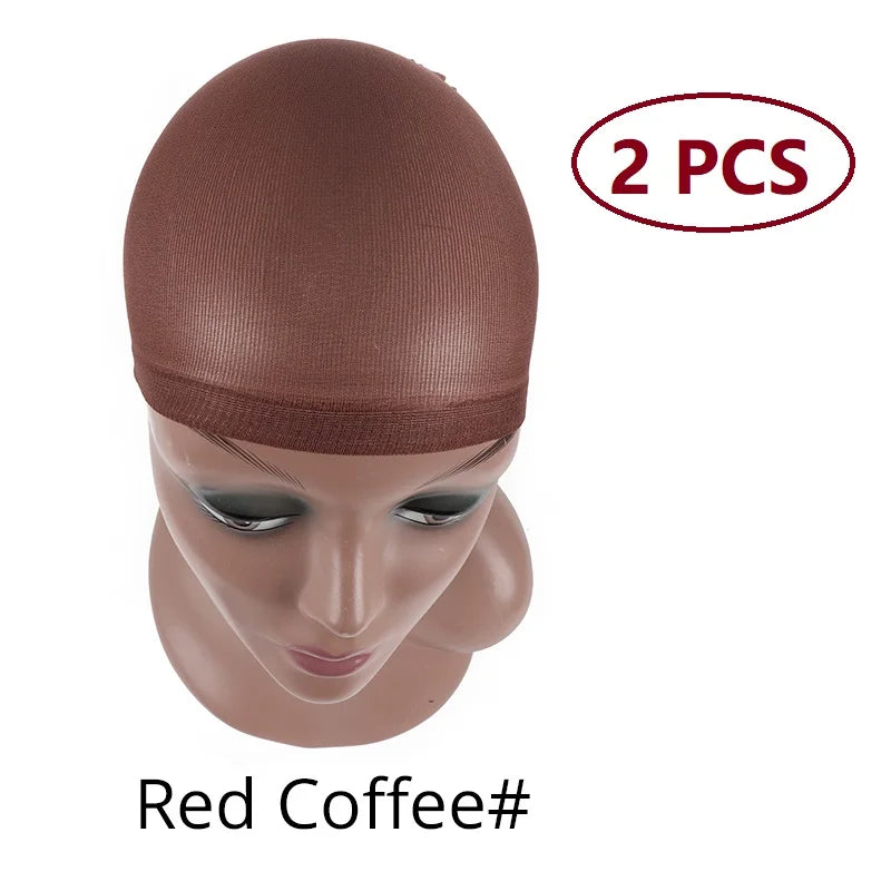Nunify 6 Colors Beige Brown Black Nylon Wig Caps For Women 2Pcs Stocking Wig Caps Stretchy Nylon Close End Wig Cap