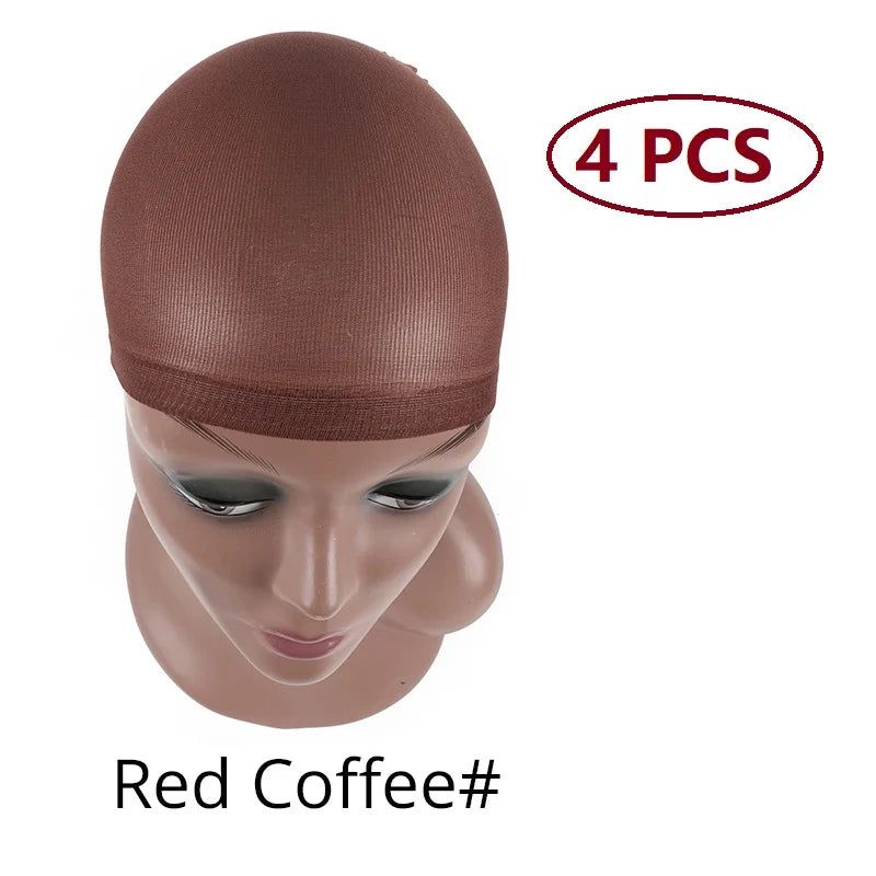 Nunify 6 Colors Beige Brown Black Nylon Wig Caps For Women 2Pcs Stocking Wig Caps Stretchy Nylon Close End Wig Cap