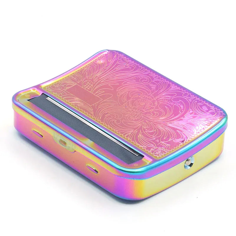 70/78mm Metal Rolling Machine Cigarette Tobacco Roller Box Cigarette Case rainbow silver Accessories