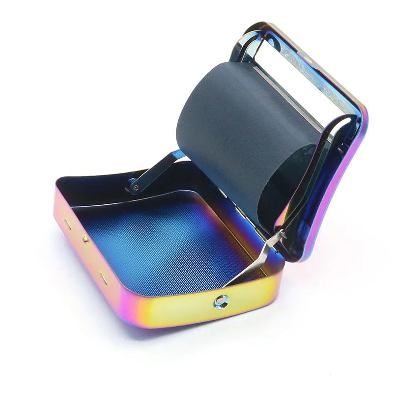 70/78mm Metal Rolling Machine Cigarette Tobacco Roller Box Cigarette Case rainbow silver Accessories