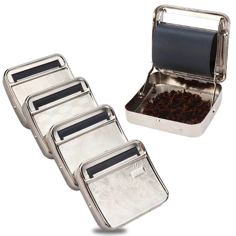 70/78mm Metal Rolling Machine Cigarette Tobacco Roller Box Cigarette Case rainbow silver Accessories