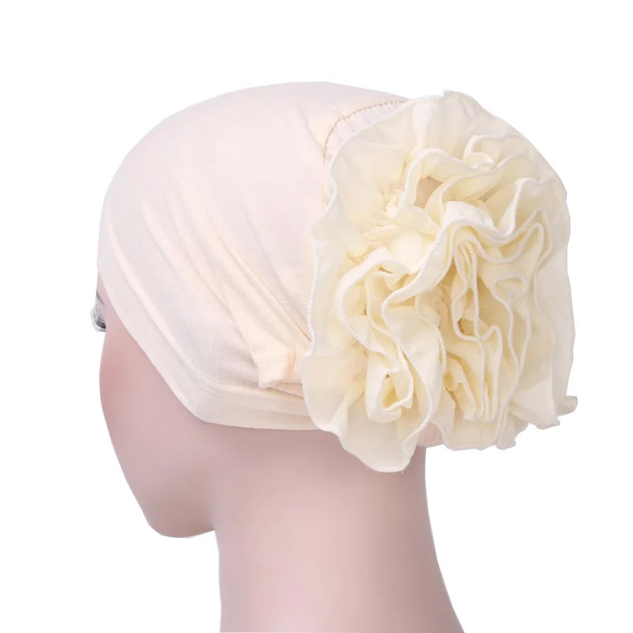 2026 New Fashion Solid Color Muslim Turban Hijab Caps Cotton Chiffon Flowers Arab Wrap Inner Hijabs Bonnet Islamic Headdress