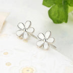 925 Sterling Silver White Daisy Stud Earrings