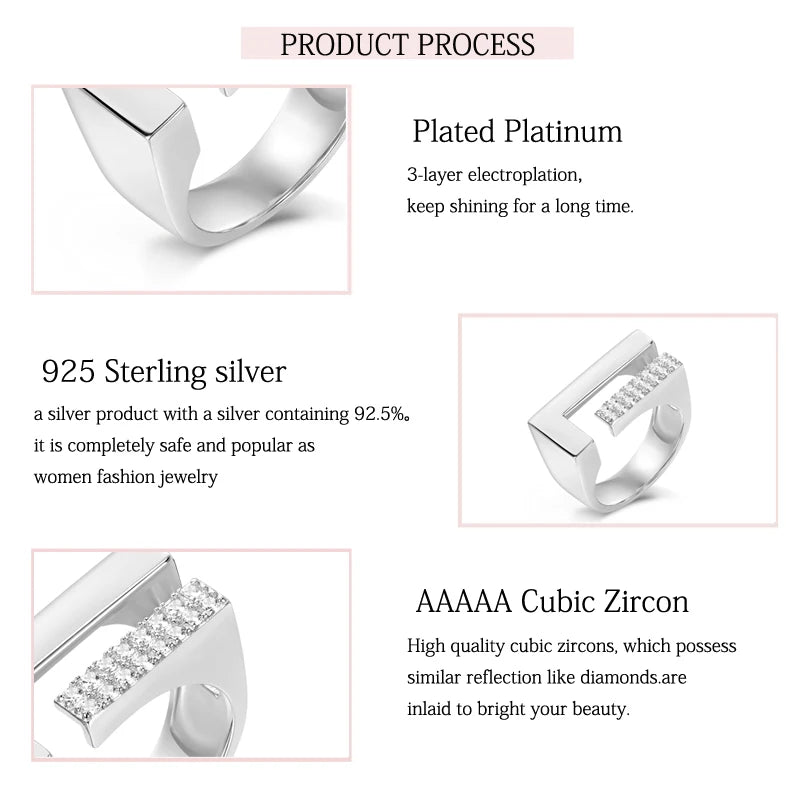 925 Sterling Sliver Shining Zircon Unique Design Ring