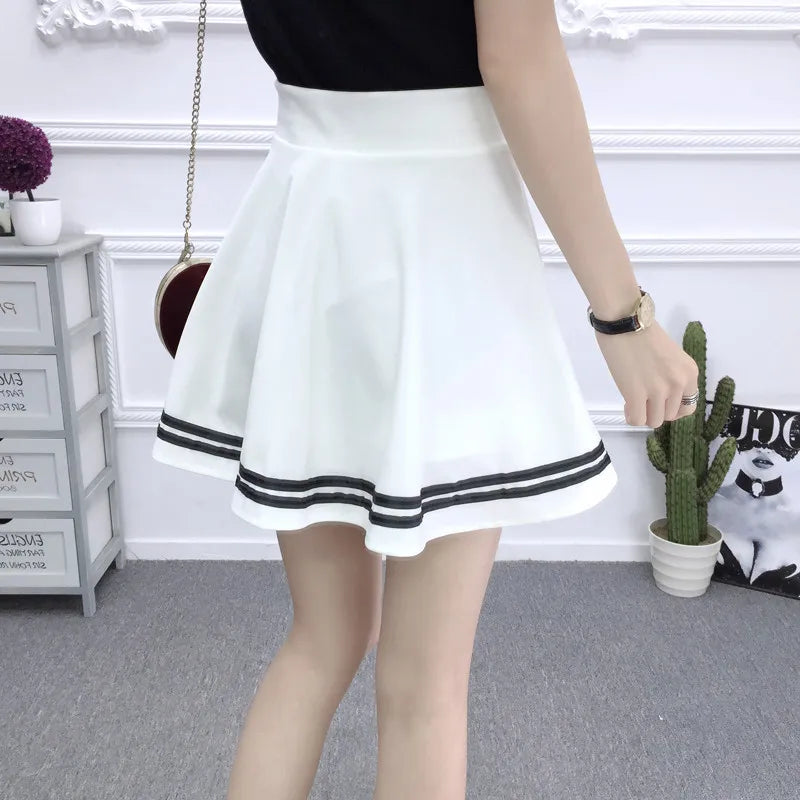 ALSOTO Striped Skater Skirt