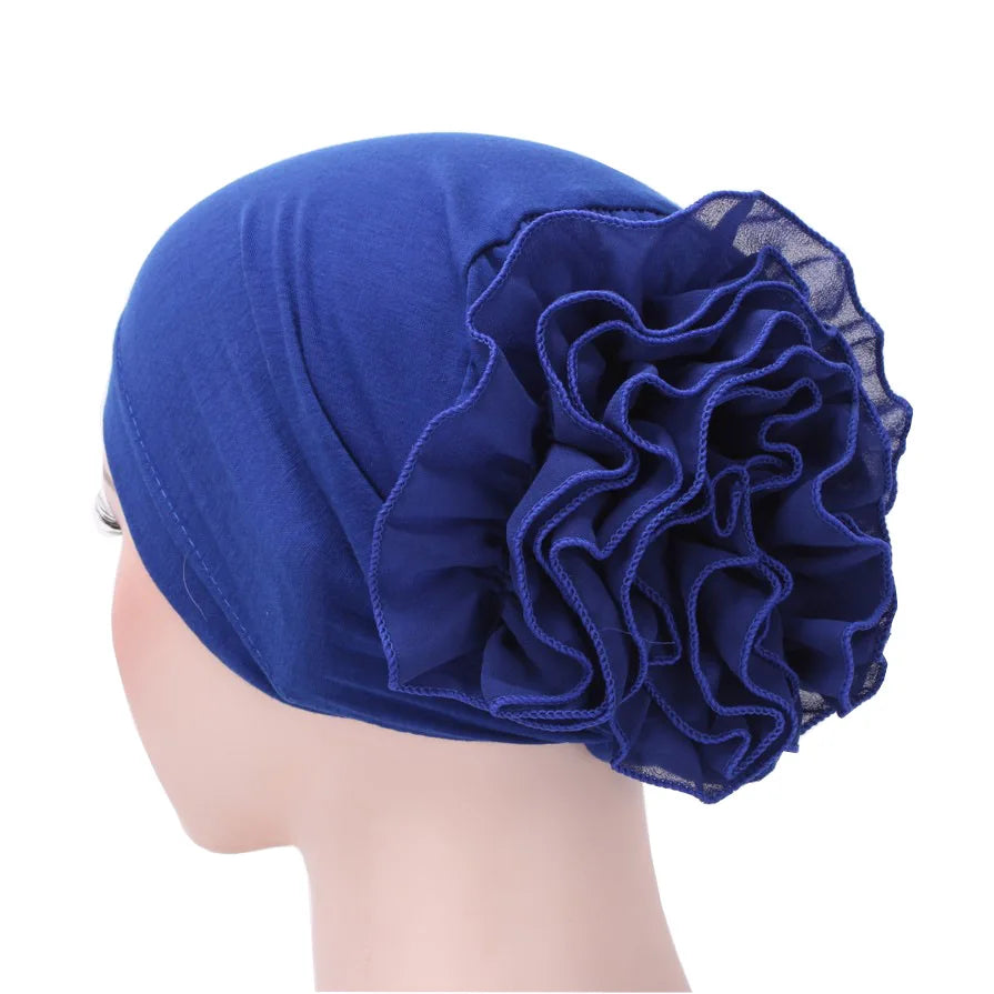 2026 New Fashion Solid Color Muslim Turban Hijab Caps Cotton Chiffon Flowers Arab Wrap Inner Hijabs Bonnet Islamic Headdress