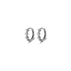 925 Sterling Silver Geometric Diamond Pavé CZ Zircon Charm Hoop Earrings