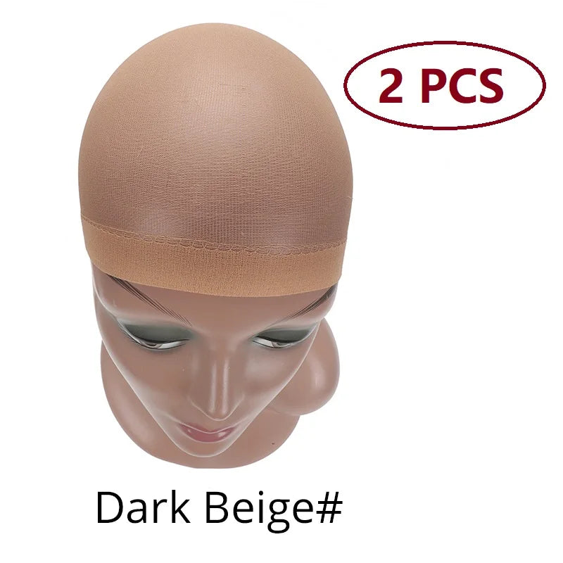 Nunify 6 Colors Beige Brown Black Nylon Wig Caps For Women 2Pcs Stocking Wig Caps Stretchy Nylon Close End Wig Cap