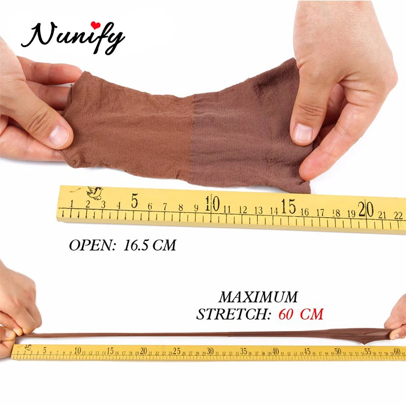 Nunify 6 Colors Beige Brown Black Nylon Wig Caps For Women 2Pcs Stocking Wig Caps Stretchy Nylon Close End Wig Cap