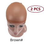 Nunify 6 Colors Beige Brown Black Nylon Wig Caps For Women 2Pcs Stocking Wig Caps Stretchy Nylon Close End Wig Cap