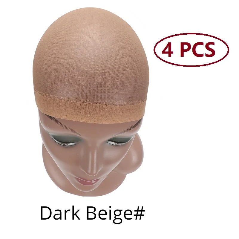 Nunify 6 Colors Beige Brown Black Nylon Wig Caps For Women 2Pcs Stocking Wig Caps Stretchy Nylon Close End Wig Cap