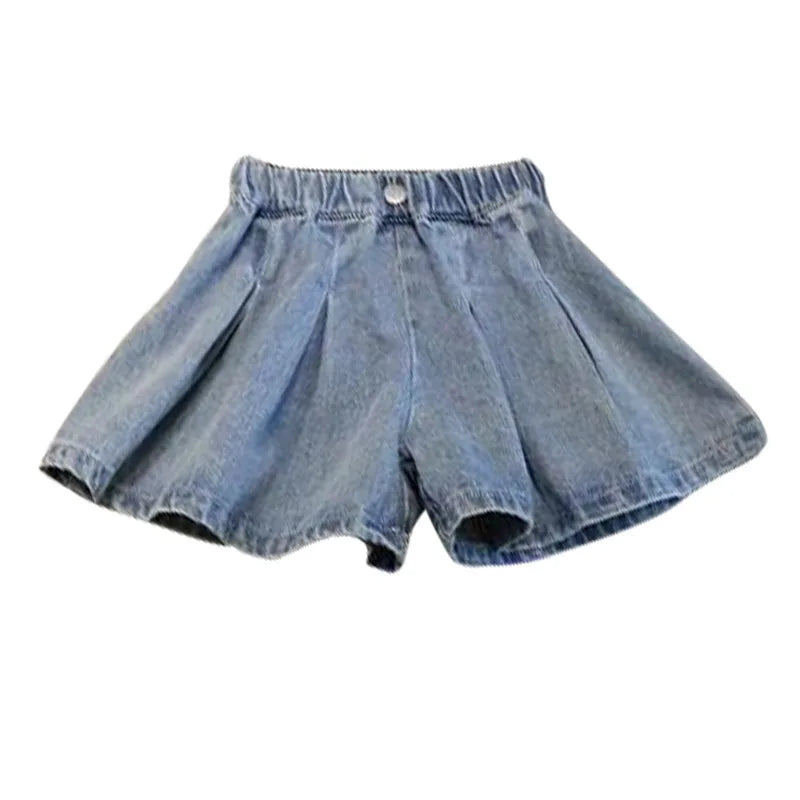 Denim Pleated Skirt