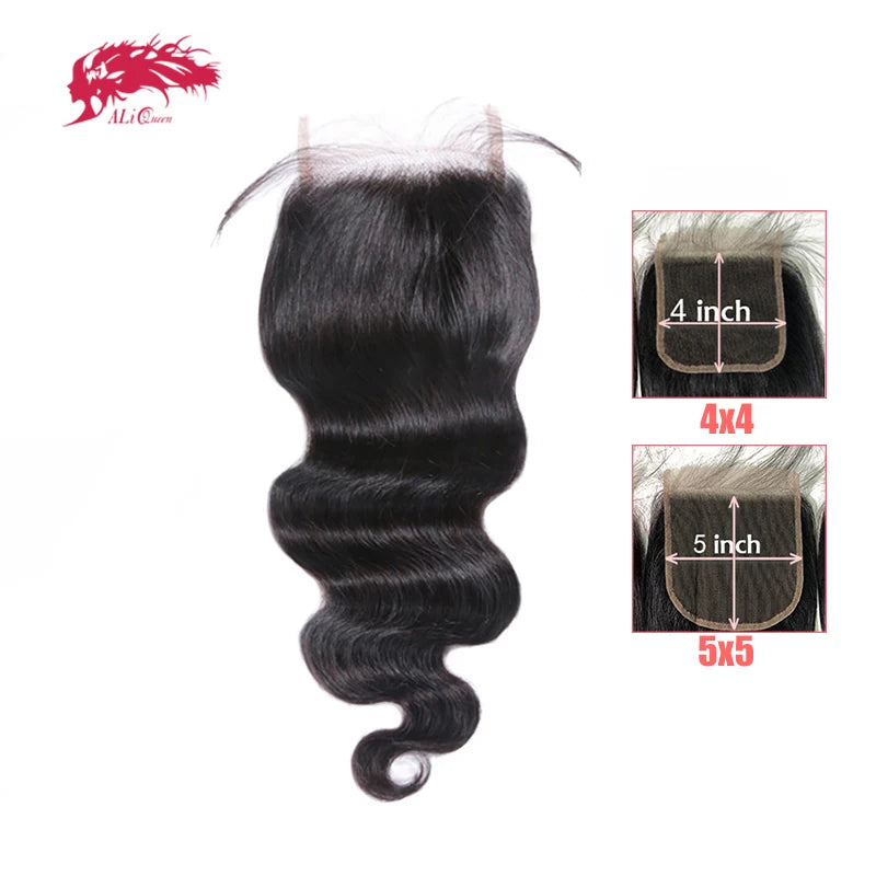 HD Lace Closure Brazilian Body Wave 4x4 5x5 Lace Closure With Baby Hair 100% Human Remy Hair 10"-20" AliQueen Hair