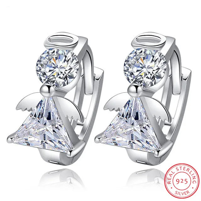 Angel Design 925 Sterling Silver Stud Earrings