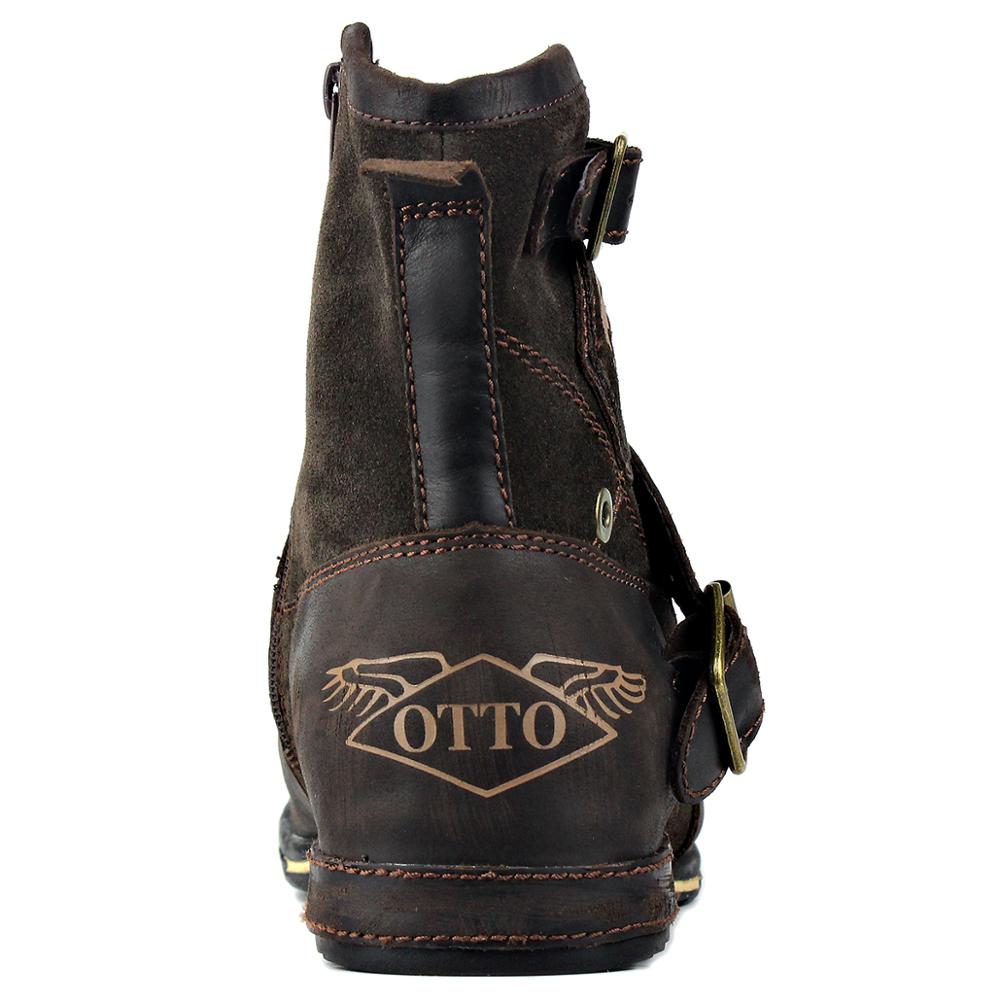 OSSTONE Moto Boots for Men Vintage Zipper-up Retro Leather Chukka Boots Distressed Rock n roll Bike Shoes Punk Boots OS-5008-1-D
