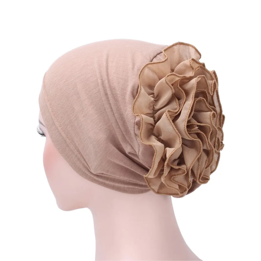 2026 New Fashion Solid Color Muslim Turban Hijab Caps Cotton Chiffon Flowers Arab Wrap Inner Hijabs Bonnet Islamic Headdress